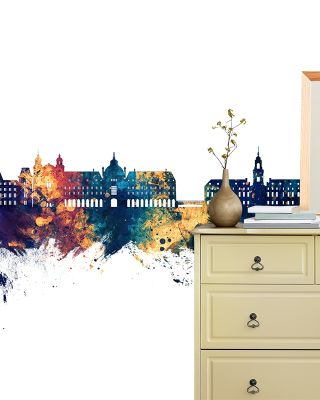 Rennes France Skyline Blue & Bronze Wallpaper