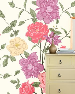 Retro Clematis Wallpaper