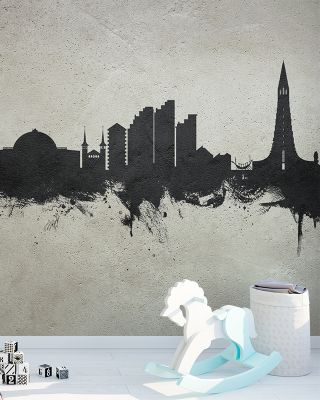 Reykjavík Skyline Concrete Wallpaper
