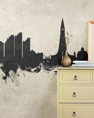 Reykjavík Skyline Concrete Wallpaper