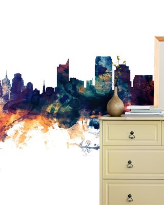 Sacramento California Skyline Blue & Bronze Wallpaper
