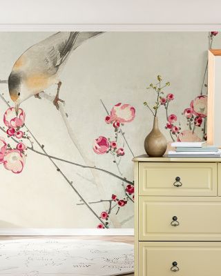 Songbird on Blossom Branch Wallpaper