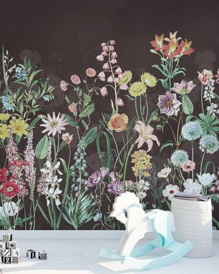 Spring Flowers in Brown Wallpaper