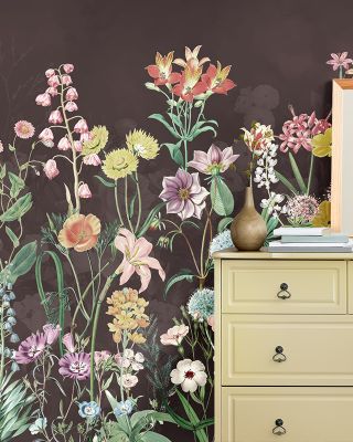 Spring Flowers in Brown Wallpaper