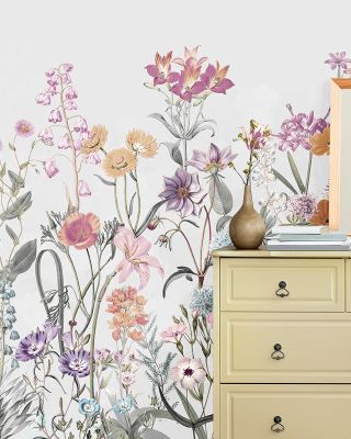Spring Flowers in Grey Wallpaper