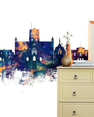 St Albans England Skyline Blue & Bronze Wallpaper