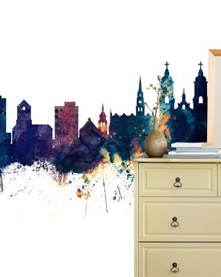 St Gallen Switzerland Skyline Blue & Bronze Wallpaper