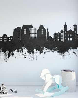 St John's Canada Skyline Black & White Wallpaper