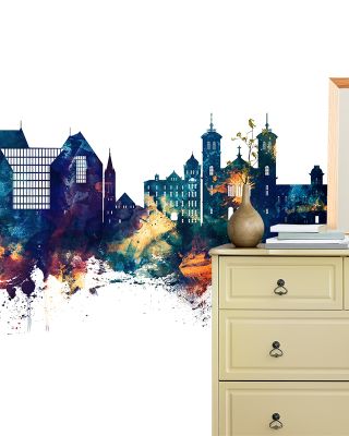 St John's Canada Skyline Blue & Bronze Wallpaper
