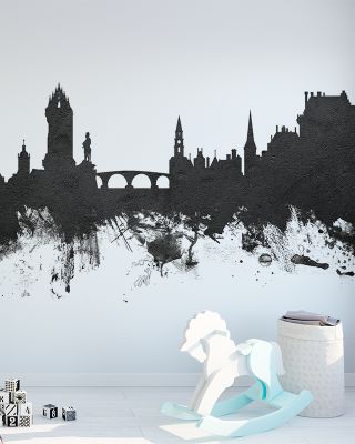 Stirling Scotland Skyline Black & White Wallpaper