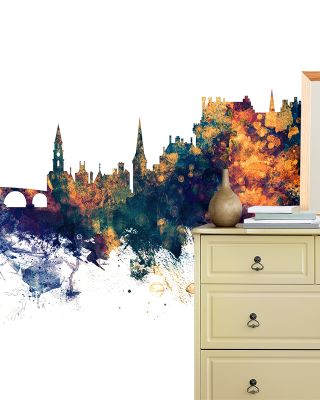 Stirling Scotland Skyline Blue & Bronze Wallpaper
