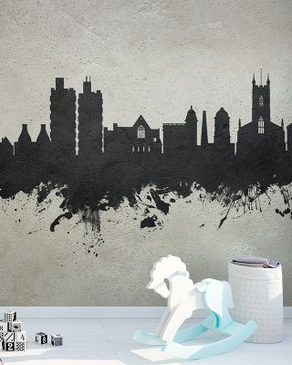 Stoke-on-Trent Skyline Concrete Wallpaper