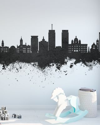 Syracuse New York Skyline Black & White Wallpaper