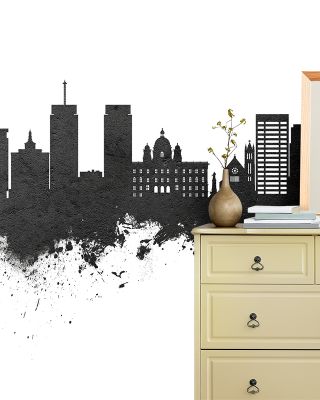 Syracuse New York Skyline Black & White Wallpaper
