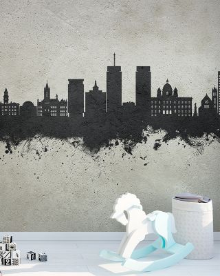 Syracuse New York Skyline Concrete Wallpaper Mural