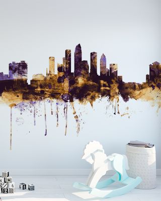 Tampa Florida Skyline Purple & Gold Wallpaper