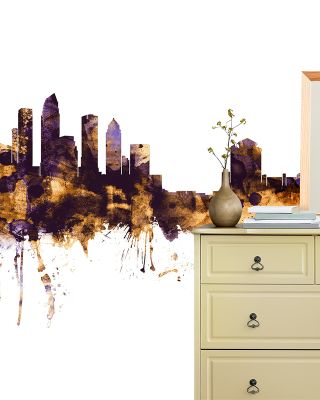 Tampa Florida Skyline Purple & Gold Wallpaper