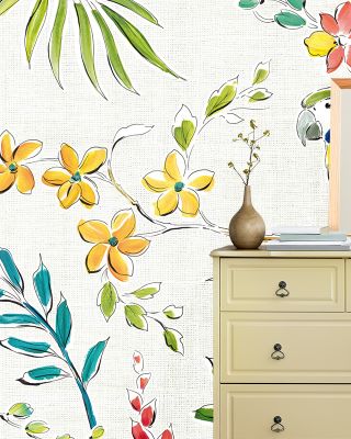 Tropical Oasis II White Wallpaper