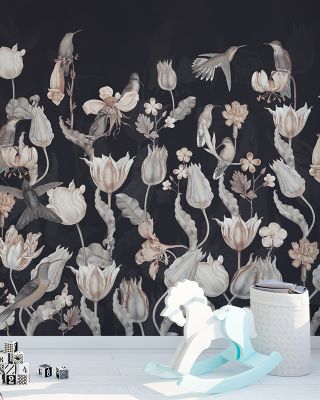 Tulips Feast Black Wallpaper