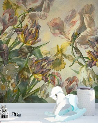 Tulips Feast Blue Wallpaper