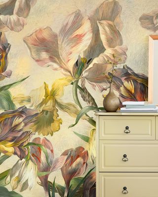 Tulips Feast Blue Wallpaper