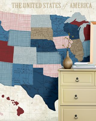 USA Modern Vintage Blue Wallpaper