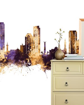 Umm Al Quwain Skyline Purple & Gold Wallpaper