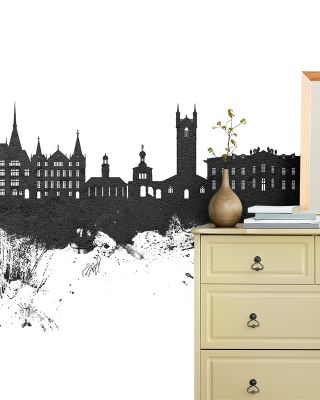 Vevey Switzerland Skyline Black & White Wallpaper Mural