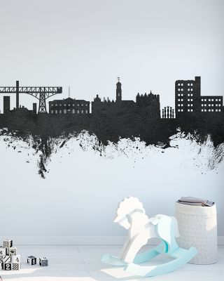Warrington England Skyline Black & White Wallpaper