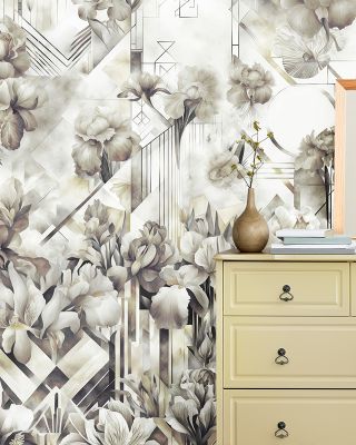 Watercolor Irises Green Wallpaper