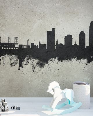 Winston-Salem North Carolina Skyline Concrete Wallpaper
