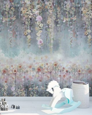 Wisteria Blue Green Wallpaper