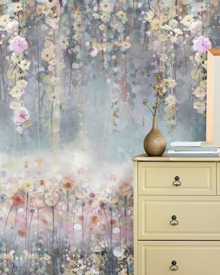 Wisteria Blue Green Wallpaper