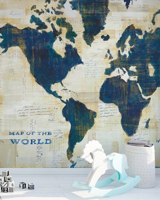 World Map Collage Wallpaper Mural
