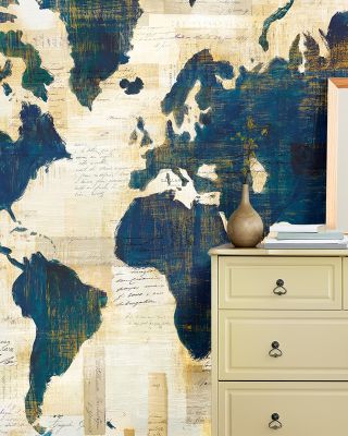 World Map Collage Wallpaper Mural