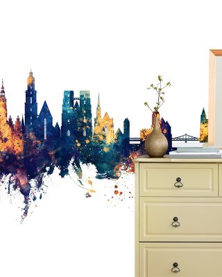 Wroclaw Poland Skyline Blue & Bronze Wallpaper