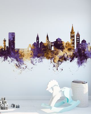 Zadar Croatia Skyline Purple & Gold Wallpaper