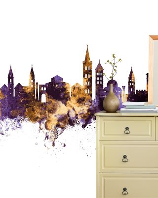 Zadar Croatia Skyline Purple & Gold Wallpaper