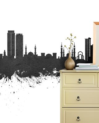 Ajman Skyline Black & White Wallpaper