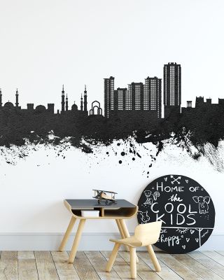 Ajman Skyline Black & White Wallpaper