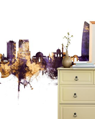 Amman Skyline Purple & Gold Wallpaper