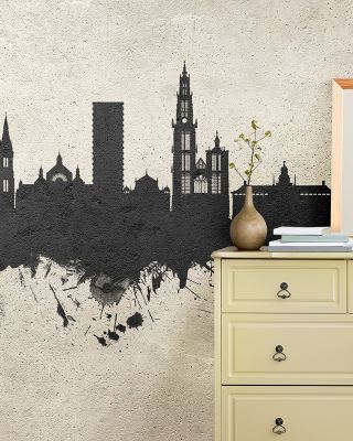 Antwerp Belgium Skyline Concrete Wallpaper