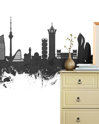 Baku Skyline Black & White Wallpaper