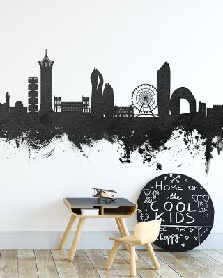 Baku Skyline Black & White Wallpaper