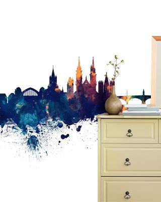 Basel Switzerland Skyline Blue & Bronze Wallpaper