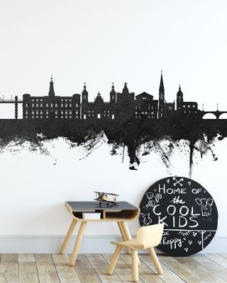 Bilbao Skyline Black & White Wallpaper