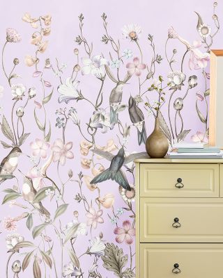 Bird Garden Purple Wallpaper