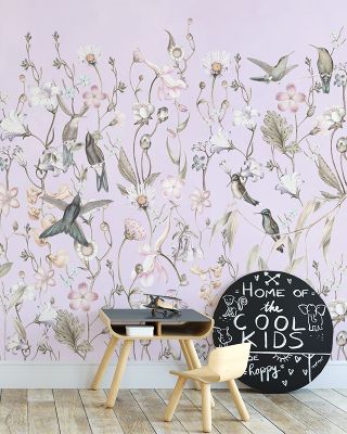 Bird Garden Purple Wallpaper