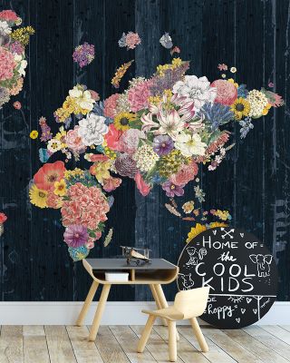 Botanical Floral Map Wallpaper