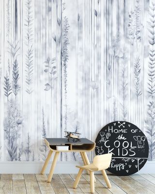 Botanical Wall Blue Wallpaper